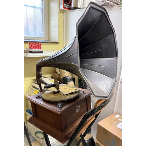 317A - An antique Gramophone with brass horn.