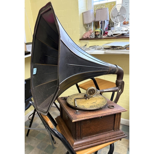 317A - An antique Gramophone with brass horn.