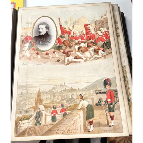 198 - A Victorian military photo album; 2 red cloth Sergeant stripes.