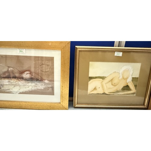 34 - Roy Brooks: four mid 20th century pencil sketch still life drawing portraits of nude women framed an... 