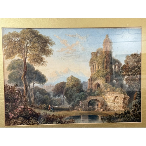 900A - William Crouch (1817 - 1850): Rural scene with ruined abbey, 'Ruins in the Environs of Coblentz on t... 