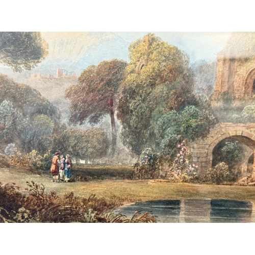 900A - William Crouch (1817 - 1850): Rural scene with ruined abbey, 'Ruins in the Environs of Coblentz on t... 