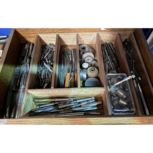 19 - A collection of taps, dies, reamers, fine files, chisels, punches, various sizes etc.