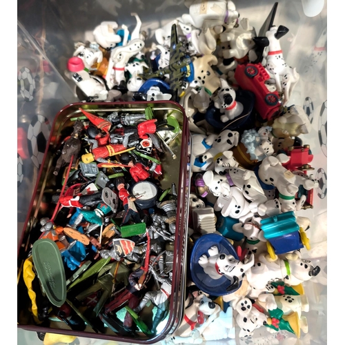 343 - A collection of Britain's plastic soldiers, knights etc. and a collection of Disney's 101 Dalmations... 