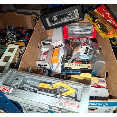 344 - A selection of boxed diecast lorries, buses etc, Schuco, Corgi etc.