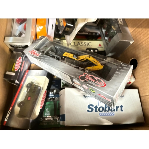 344 - A selection of boxed diecast lorries, buses etc, Schuco, Corgi etc.