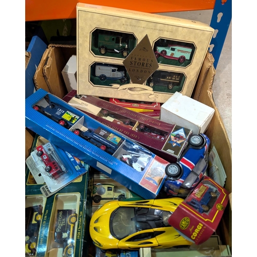 349D - A collection of various diecast and other vehicles, boxed and loose.