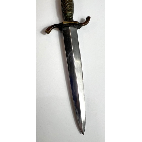 42 - A German hunting/commando-style dagger with brass handle and ball and claw terminal, marked 