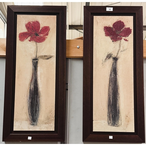 60 - A pair of framed prints on board, depicting poppies.