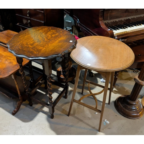 869 - A selection of mahogany and oak tables etc