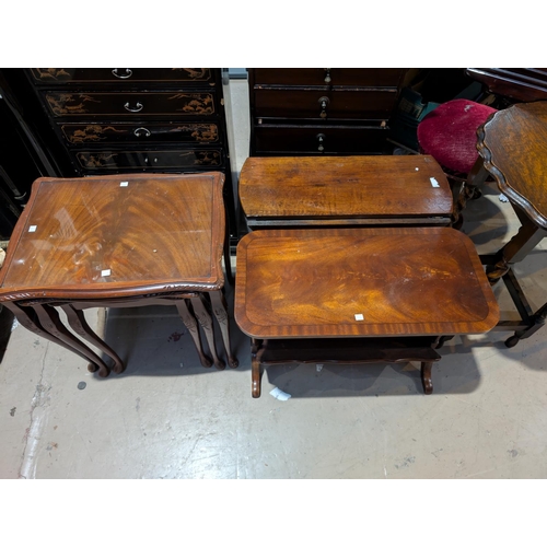 869 - A selection of mahogany and oak tables etc