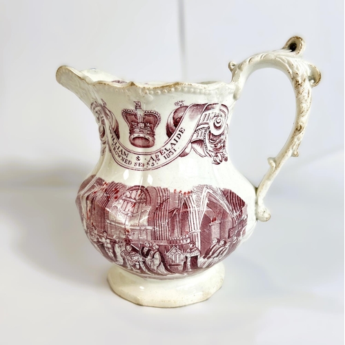 639 - An 1831 commemorative jug for William and Adelaide, crowned September.