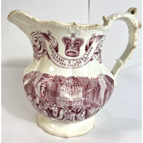 639 - An 1831 commemorative jug for William and Adelaide, crowned September.