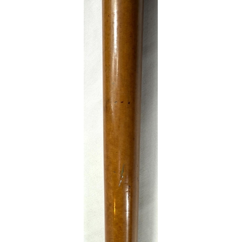 15 - A Georgian Malacca cane walking stick with silver pique work ivory finial (the pierced top unscrews ... 