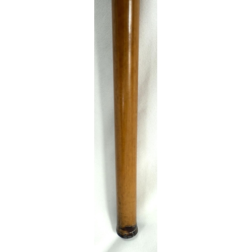 15 - A Georgian Malacca cane walking stick with silver pique work ivory finial (the pierced top unscrews ... 