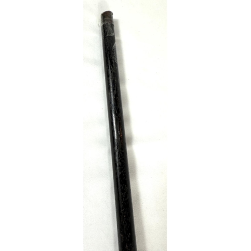 16 - A 19th Century ebony walking stick with carved ivory finial of a rottweiler, 90cms..Submission refer... 