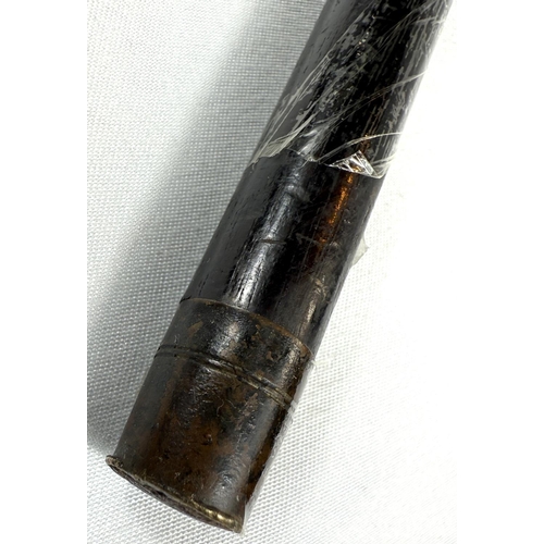 16 - A 19th Century ebony walking stick with carved ivory finial of a rottweiler, 90cms..Submission refer... 