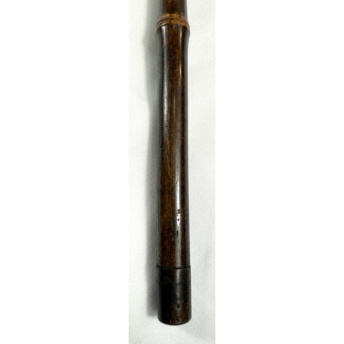 18 - A novelty 19th Century cane walking stick, the carved ivory finial in the form of a police constable... 