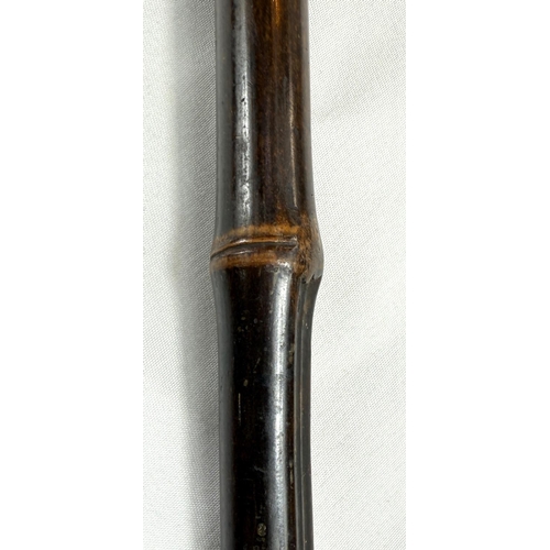 18 - A novelty 19th Century cane walking stick, the carved ivory finial in the form of a police constable... 