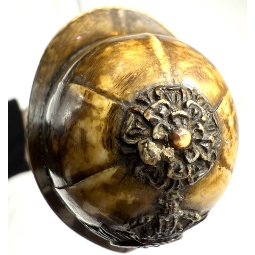 18 - A novelty 19th Century cane walking stick, the carved ivory finial in the form of a police constable... 