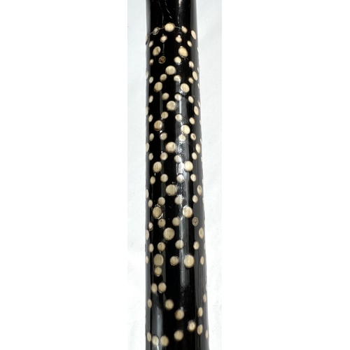 2 - A late 19th/early 20th Century Indian horn walking stick with ivory dot inlays and six others simila... 