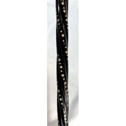 2 - A late 19th/early 20th Century Indian horn walking stick with ivory dot inlays and six others simila... 