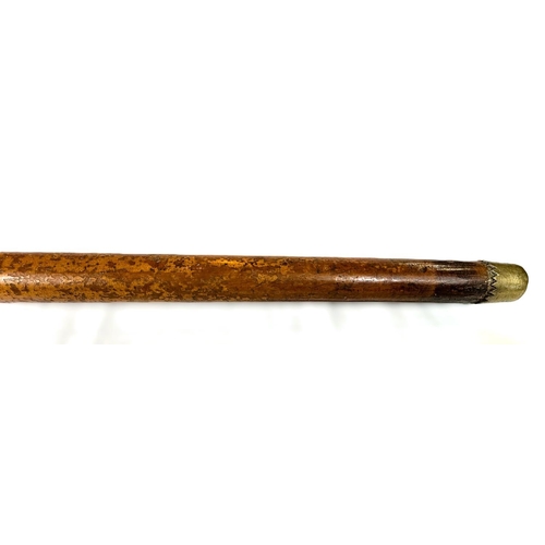 20 - A FINE mid-Georgian Malacca cane walking stick with silver-mounted and pique work polished ivory fin... 