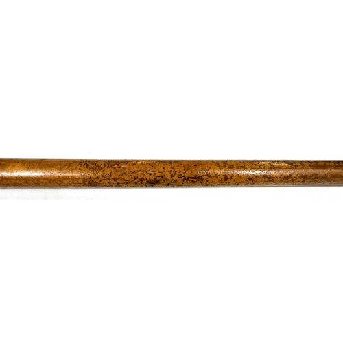 20 - A FINE mid-Georgian Malacca cane walking stick with silver-mounted and pique work polished ivory fin... 