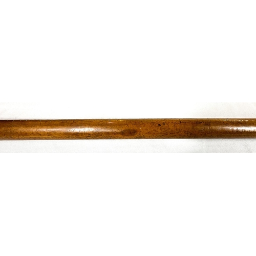 20 - A FINE mid-Georgian Malacca cane walking stick with silver-mounted and pique work polished ivory fin... 