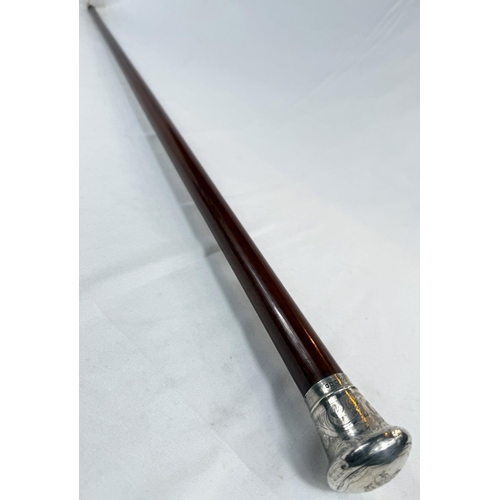 230 - A late-Victorian walking stick with hardwood tapering shaft and silver knop, London, 1883, 91cm.