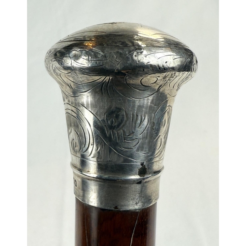 230 - A late-Victorian walking stick with hardwood tapering shaft and silver knop, London, 1883, 91cm.