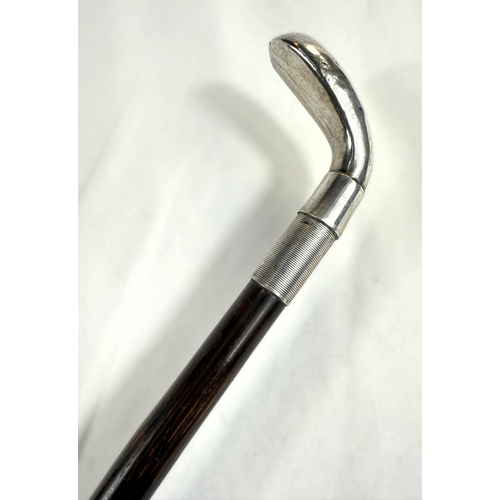 261 - A late Victorian walking cane with silver 'Sunday Stick' golf finial, Birmingham, 1895, 92cm.