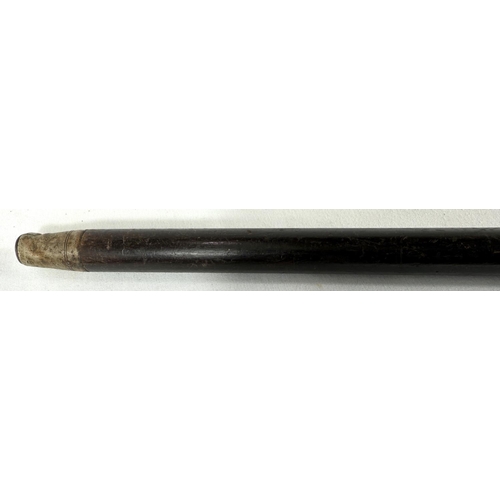 28 - A continental stick with white metal loop handle and inscription dated 1914, 89cms, and another stic... 