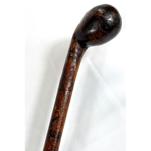 42 - A 19th Century colonial walking stick with animal head terminal and engraved decoration with Royal c... 