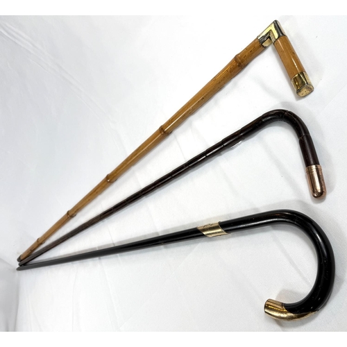 47 - An Edwardian square section bamboo walking cane with silver gilt mounts, by Swaine and Adeney, Londo... 