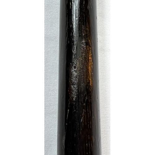 5 - A 19th Century ebonised stick with Japanese carved ivory handle and engraved silver band, 86cms, ano... 