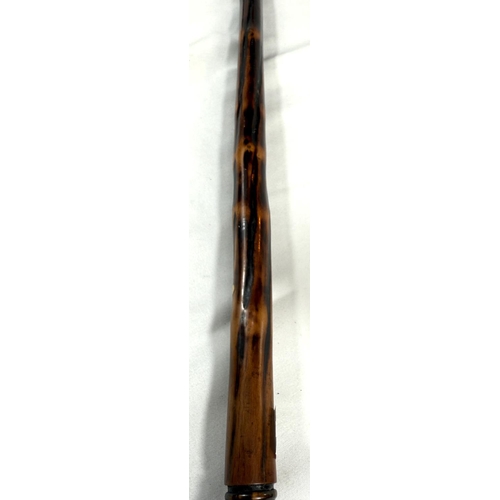 62 - A vintage walking stick with rosewood shaft having a faux tortoiseshell handle, 85cm, and another wi... 