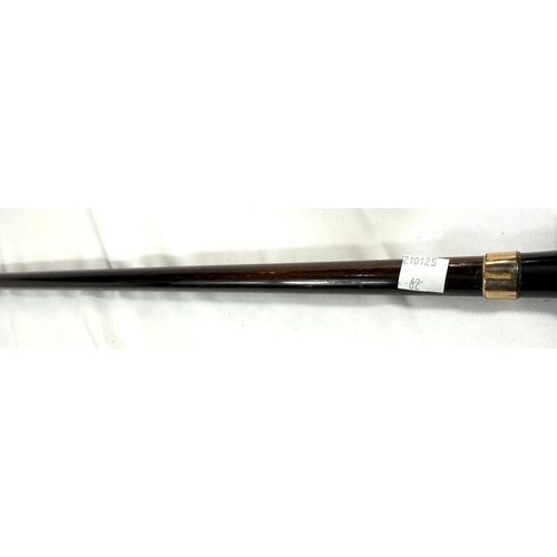 62 - A vintage walking stick with rosewood shaft having a faux tortoiseshell handle, 85cm, and another wi... 