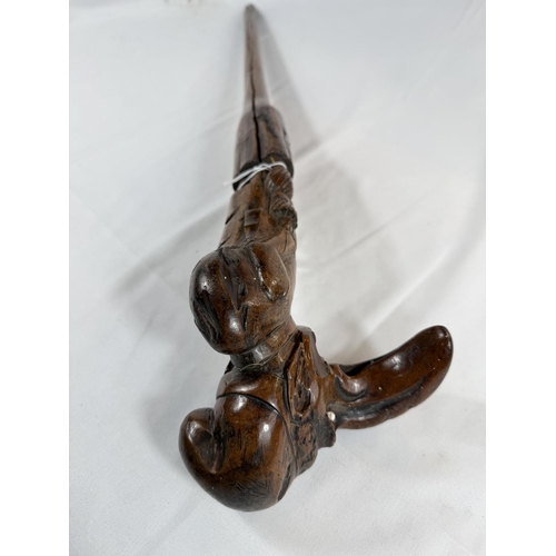 71 - A 19th Century carved wood stick with 'Mr Punch' finial, 77cms.