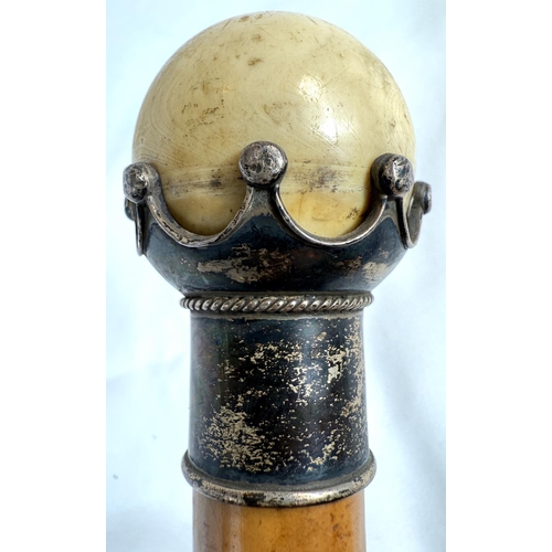 8 - A 19th Century Malacca cane with metal-mounted ivory ball finial, 87cms, and five similar sticks (6)... 