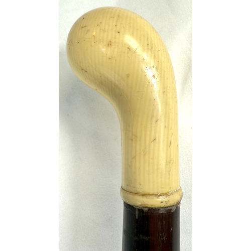 8 - A 19th Century Malacca cane with metal-mounted ivory ball finial, 87cms, and five similar sticks (6)... 