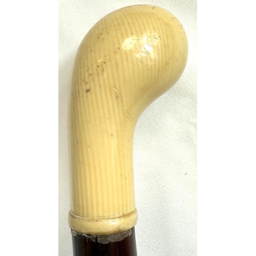 8 - A 19th Century Malacca cane with metal-mounted ivory ball finial, 87cms, and five similar sticks (6)... 