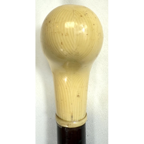 8 - A 19th Century Malacca cane with metal-mounted ivory ball finial, 87cms, and five similar sticks (6)... 