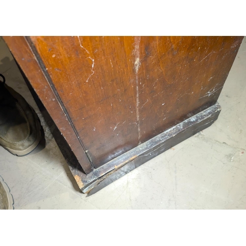 1028 - A Georgian mahogany side cabinet with 2 frieze drawers and twin doors with brass trellisware panels ... 