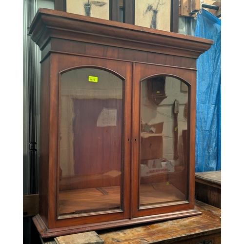 1073 - A Victorian mahogany wall cabinet enclosed by 2 arched glazed doors; a 'Pillar Box' commode and a pa... 