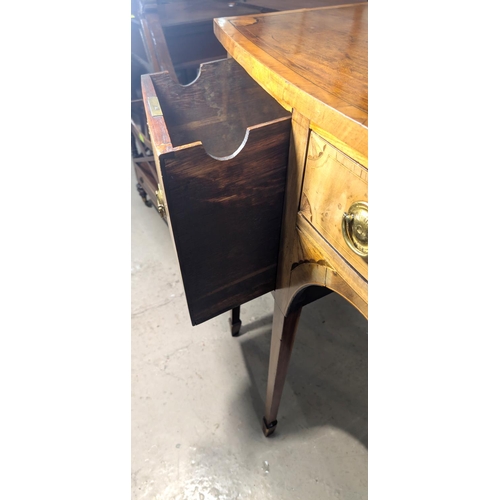 1079 - A 19th Century Sheraton-style inlaid mahogany 'D' front sideboard with cross-banded and quartered fa... 