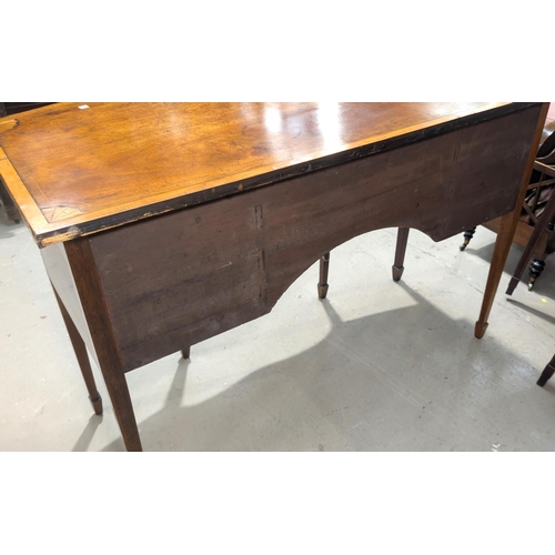 1079 - A 19th Century Sheraton-style inlaid mahogany 'D' front sideboard with cross-banded and quartered fa... 