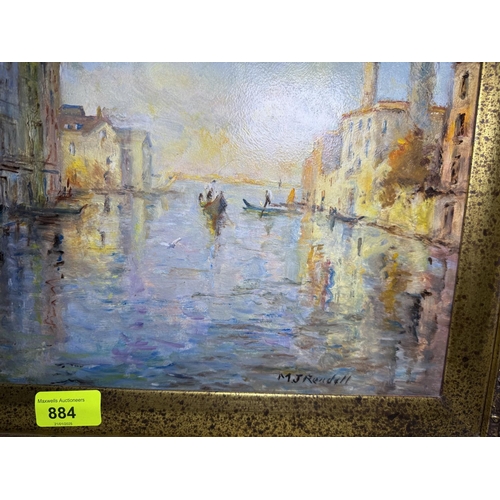 884 - Morgan John Rendell, Venetian canal scene, oil on board, signed, 39 x 49cm, gilt frame.