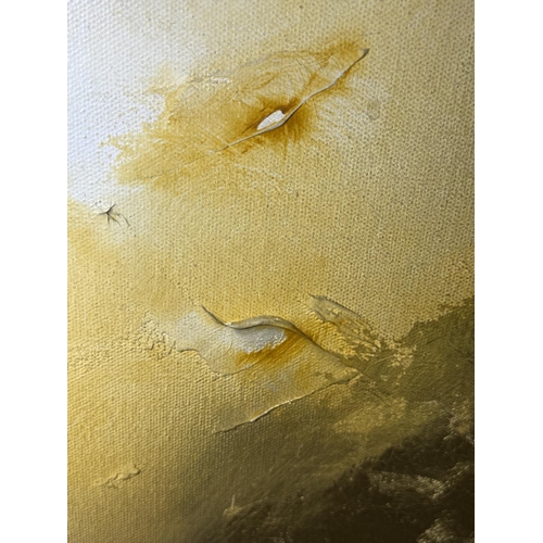 898 - Simon Kenny (XX and XXI century): Brown and Yellow Clouds, acrylic on canvas, height 102 cm, framed