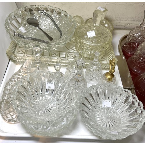 647 - A large selection of cut glass bells etc